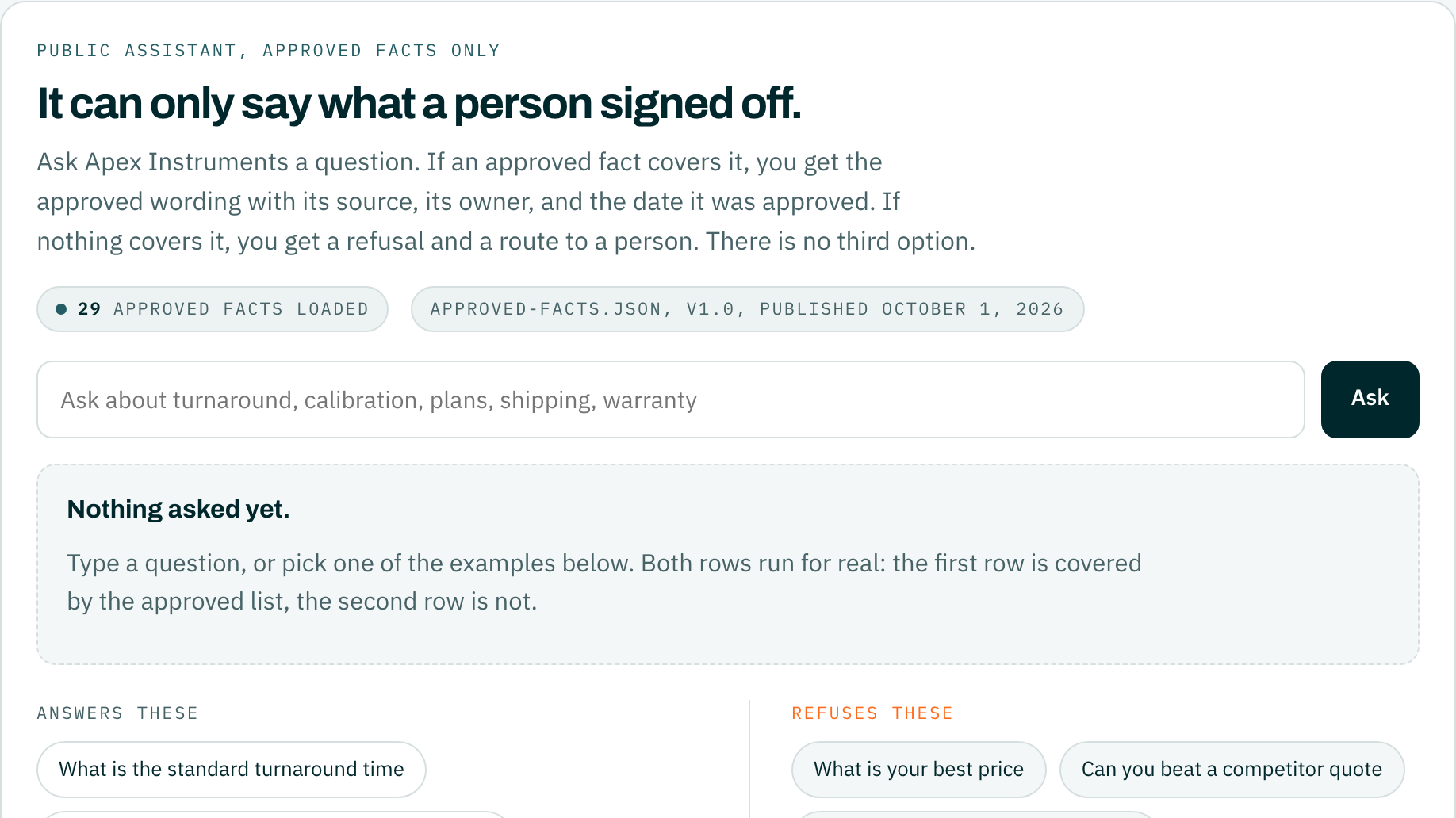 Public assistant on approved facts, generated sample