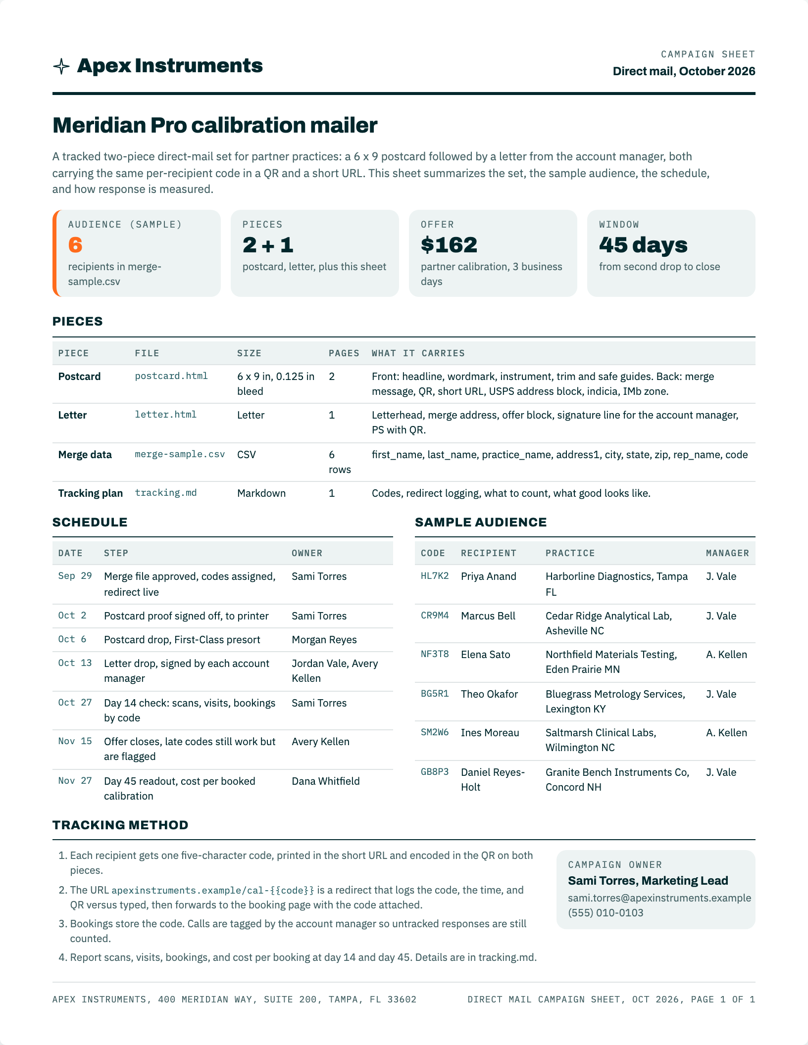 Direct mail, generated sample