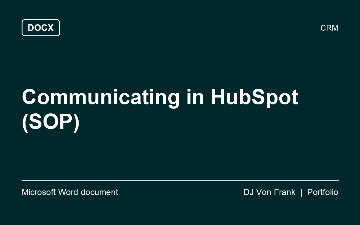 Communicating in HubSpot (SOP), first page