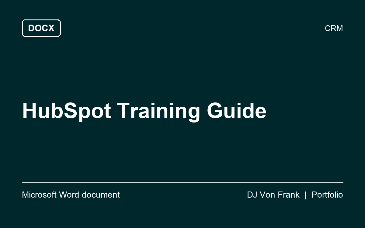 HubSpot Training Guide, first page