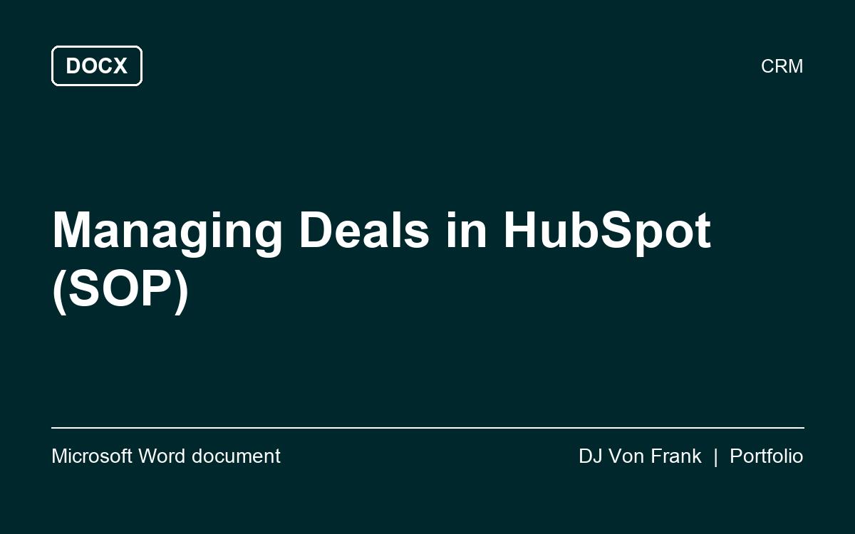 Managing Deals in HubSpot (SOP), first page