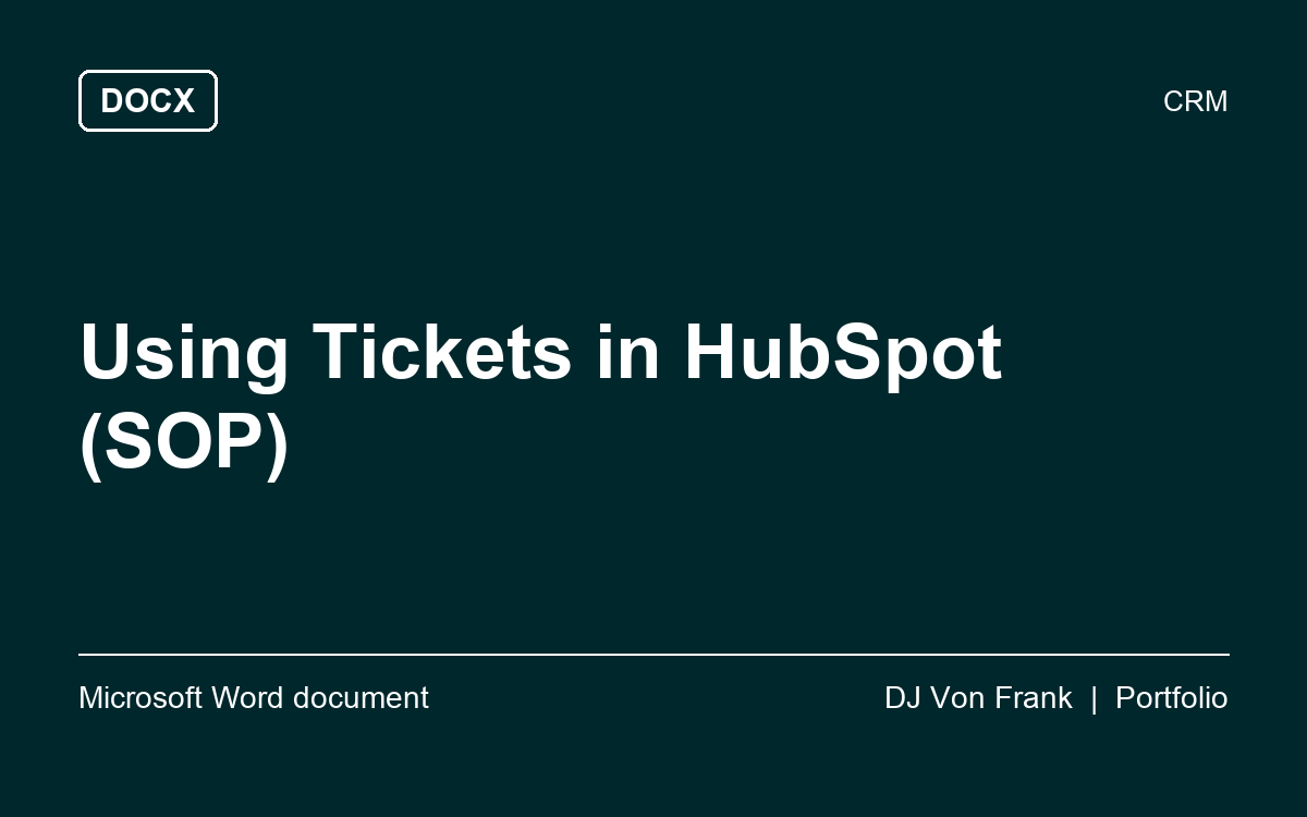 Using Tickets in HubSpot (SOP), first page