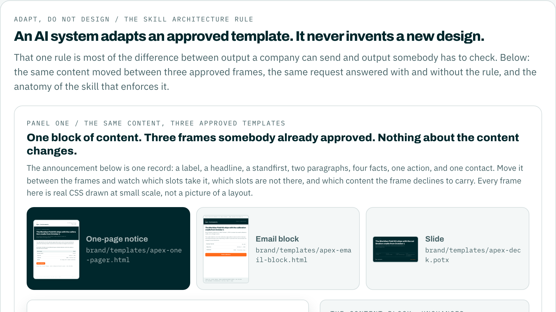 Adapt, don’t design, generated sample