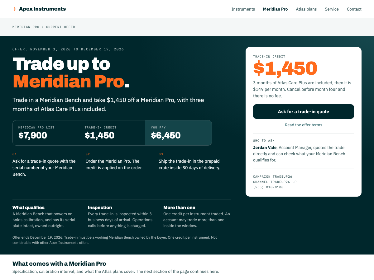 Landing page section