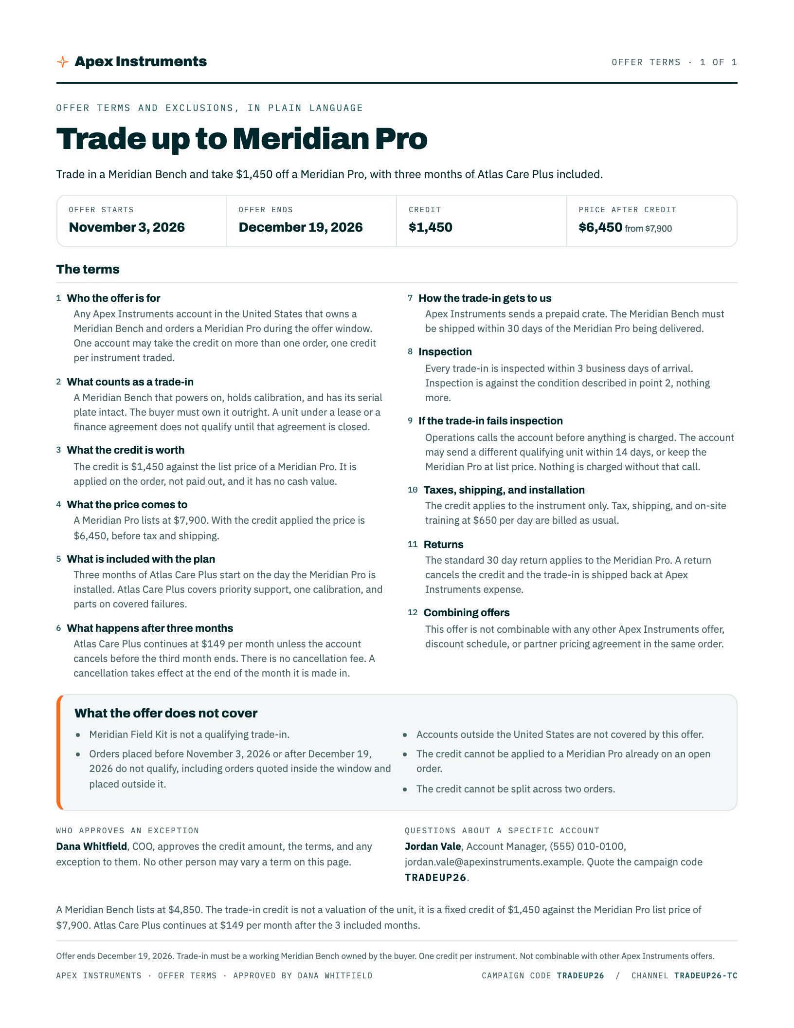 Offer terms and exclusions